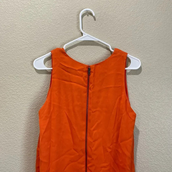 ALICE + OLIVIA V Neck Tent Dress Orange Sleeveless Size 4 Swing Colorful Basic - Picture 6 of 8